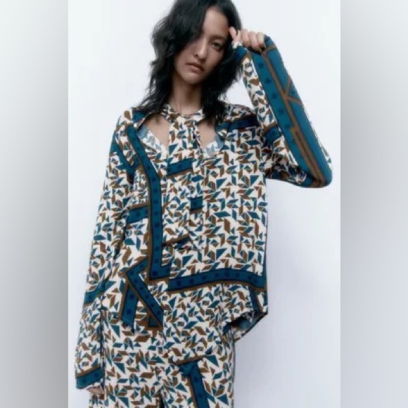 ZARA SCARF PRINT FLUID OUTFIT SIZE M - Picture 4 of 10